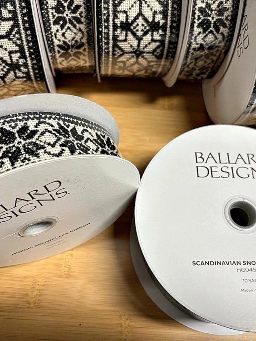 Ballard Designs Scandinavian Snowflake Ribbon Black & White 9 spools, 2 differen